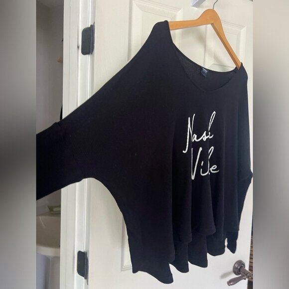 Spirit Jersey Nashville Waffle Knit Oversized Dolman Top Black Long Sleeve L - Picture 3 of 6